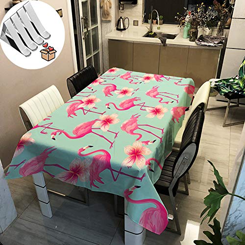 Stillshine 3D Flamingo Tischdecke Wasserdicht Abwaschbar, Rechteckig Outdoor Garten Pflegeleicht Fleckschutz ölfest Deko Schutzbezug Mehrzweck Farbe & Größe Wählbar (90 * 90cm,Blume) von Stillshine-Shop