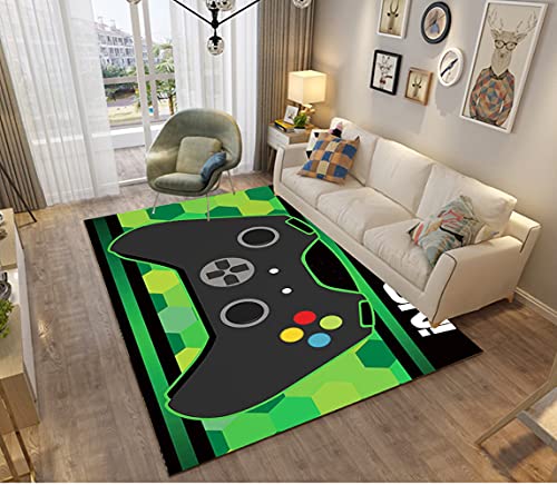 3D Gamer Deko Anime Muster Kinder Jungen Mädchen Teppich Schlafzimmer Zimmer Dekoration Kinderzimmer Wohnzimmer Matten Modern Weichem Flanell Kinderteppiche Waschbar (Grün,120x160 cm) von Stillshine.