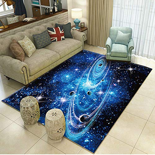 3D Universum Earth Planet Star Galaxis Mond Teppich Für Schlafzimmer Kinderzimmer Wohnzimmer im Freien Balkon Terrasse, Matten für Küche Krabbelmatte Modern Dünne Kinderteppiche (B,80 x120 cm) von Stillshine.