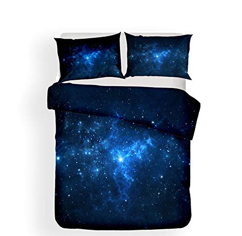 Bettwäsche Set Bettbezug und Kissenbezug 3D Galaxy Planet Nebel Aurora Blau Lila Gelb Nachthimmel Zuhause Schlafzimmer Dekoration Single Double King Die Ehe (Galaxy 1,Einzelbett 135x200 cm 2 Stück) von Stillshine