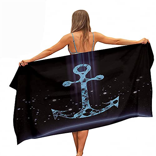 Groß Strandtücher Badetücher Schnelltrocknend Wasseraufnahme Mikrofaser XL XXL Blau Anker Leuchtturm Thema Handtuch Kind Junge Leute Mann Decke (Farbe3,100x200cm) von Stillshine.