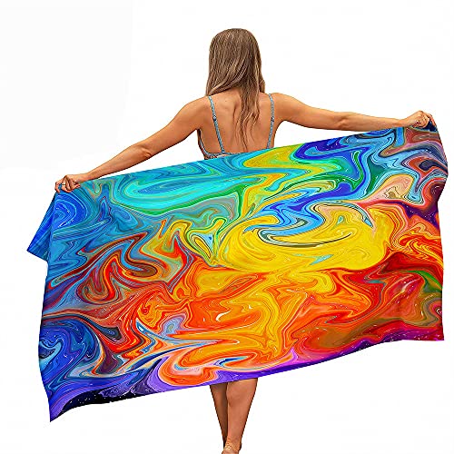 Groß Strandtücher Badetücher Wasseraufnahme Schnelltrocknend Mikrofaser XL XXL Rendering Regenbogenfarben Thema Handtuch Kind Junge Leute Mann Decke (Farbe3,150x200cm) von Stillshine.