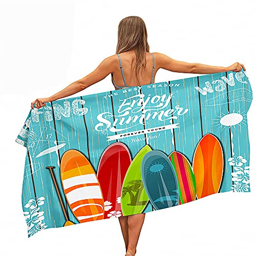 Groß Strandtücher Badetücher Wasseraufnahme Schnelltrocknend Mikrofaser XL XXL Strand Hawaii Surfbrett Thema Handtuch Kind Junge Leute Mann Decke (Farbe4,100x200cm) von Stillshine.