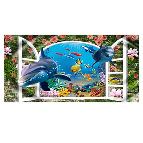 Große Strandtücher Badetuch Schnell Trocknend Wasseraufnahme Extra Microfiber XL XXL,3D Delfin Fisch Tier Motiv Handtuch Kinder Mädchen Junge Erwachsene Kuscheldecke Blau (90x180cm,C) von Stillshine.