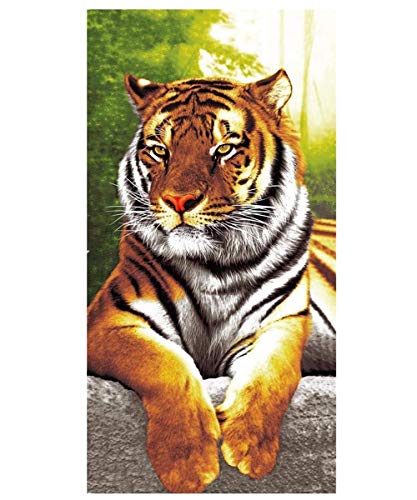 Große Strandtücher XXL Badetuch Schnell Trocknend Wasseraufnahme Extra Microfiber,3D Tiger Motiv Handtuch Erwachsene Kinder Jugend Herren Erwachsene Kuscheldecke Surfer (150 x 200 cm) von Stillshine.