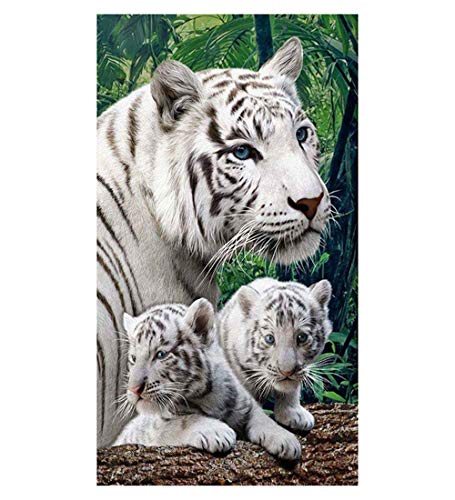 Große Strandtücher XXL Badetuch Schnell Trocknend Wasseraufnahme Extra Microfiber,3D Tiger Weiß Motiv Handtuch Erwachsene Kinder Jugend Herren Erwachsene Kuscheldecke Surfer (150 x 200 cm) von Stillshine.