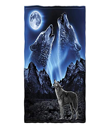 Große Strandtücher XXL Badetuch Schnell Trocknend Wasseraufnahme Extra Microfiber,3D Wolf Mond Traumfänger Motiv Handtuch Kinder Jugend Herren Erwachsene Kuscheldecke (Blau,70 x 150 cm) von Stillshine.