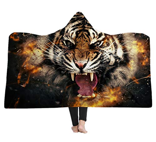 Kuscheldecke Wolf Tiger Löwe Weltkarte 3D Kapuzendecke Umhang Decke Tier Tagesdecke TV Decke Sofa Decke Für Geschenke (Style 5, 150 x 200 cm) von Stillshine