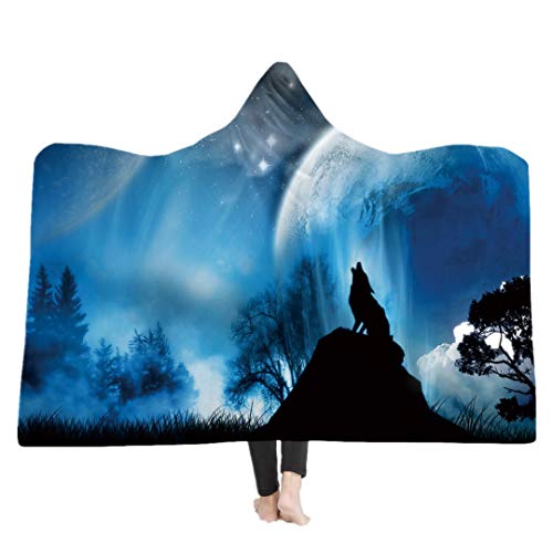 Stillshine Kuscheldecke, 3D Wolf Plüschdecke Pelzdecke Printdesign Couchdecke Mikrofaser Tier Tagesdecke Sherpa Wearable Decke Stranddecke für Erwachsene Kind (Muster 7, 150 * 200 cm) von Stillshine