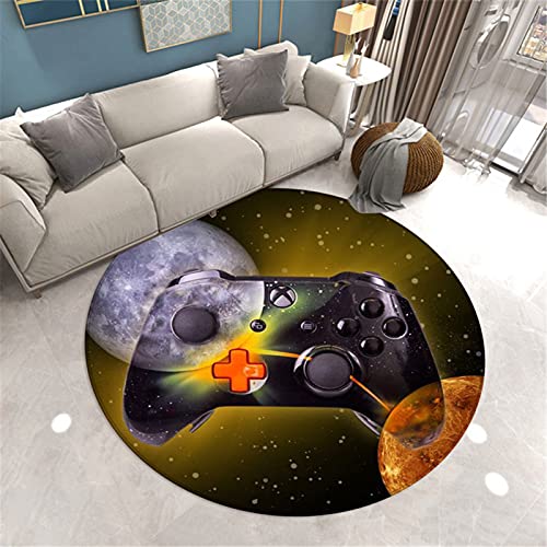 Stillshine. 3D Gaming Video Game Runde Kinderteppich Gamer Gamepad Regler Taste Modern Teppich Kinderzimmer Dekoration Küche Gang Kindergarten Spielmatte Krabbelmatte Sanft Flanell (Farbe 5,160 cm) von Stillshine.