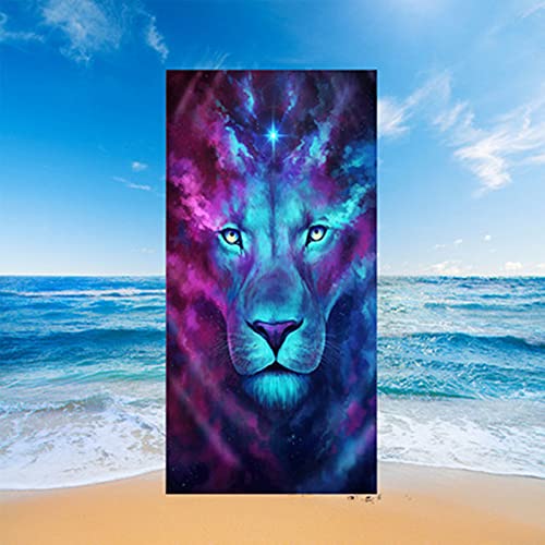 Stillshine. Große Strandtücher Badetuch Schnelltrocknende Wasseraufnahme Extra Mikrofaser XL XXL, 3D Tier Wolf Löwe Motiv Handtuch Kinder Junge Erwachsene Männer Decke (Farbe2,100x180cm) von Stillshine.