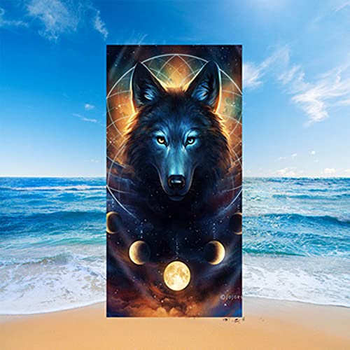 Stillshine. Große Strandtücher Badetuch Schnelltrocknende Wasseraufnahme Extra Mikrofaser XL XXL, 3D Tier Wolf Löwe Motiv Handtuch Kinder Junge Erwachsene Männer Decke (Farbe3,150x200cm) von Stillshine.
