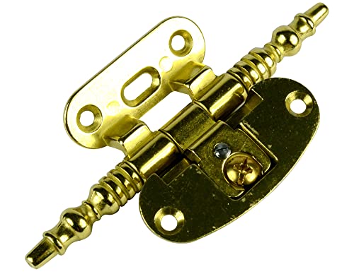 Großes Kastenscharnier mit Zierkopf gekröpft Messing blank 54 x 104 - Stilmelange Qualität aus Europa seit 1998 von Stilmelange