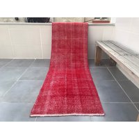 Roter Läufer, 2'0x2'2 Fuß, Teppich Teppich, 243x66cm, Küchenläufer, Oushak Teppich von Stilrug