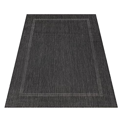 Stilvoll Günstig by ELMM Teppich Outdoor Balkon Garten Außenbereich Schwarz 80 x 250 Unicolor - Einfarbig Kurzflor von Stilvoll Günstig by ELMM