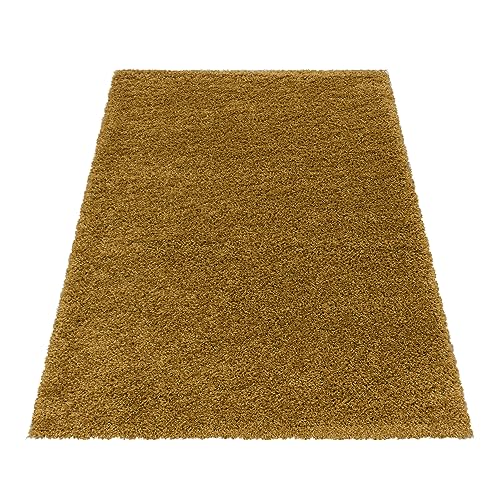 Stilvoll Günstig by ELMM Teppich Wohnzimmer Schlafzimmer Gold 80 x 150 Unicolor - Einfarbig Hochflor von Stilvoll Günstig by ELMM