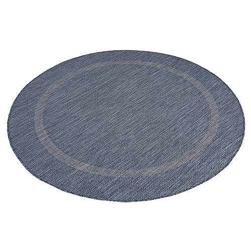 Stilvoll Günstig by ELMM Teppich rund Outdoor Balkon Garten Außenbereich Blau 120 x 120 Unicolor - Einfarbig Kurzflor von Stilvoll Günstig by ELMM