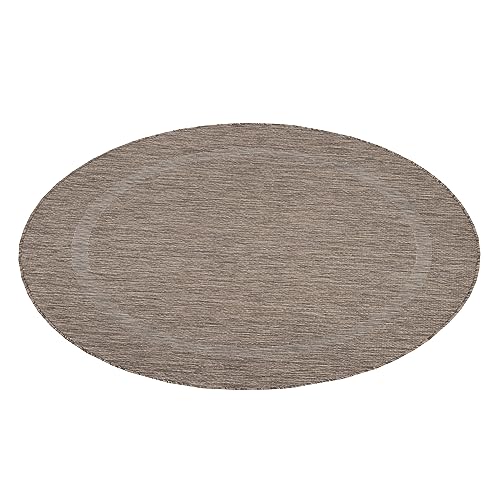 Stilvoll Günstig by ELMM Teppich rund Outdoor Balkon Garten Außenbereich Braun 120 x 120 Unicolor - Einfarbig Kurzflor von Stilvoll Günstig by ELMM