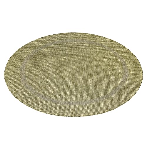Stilvoll Günstig by ELMM Teppich rund Outdoor Balkon Garten Außenbereich Grün 160 x 160 Unicolor - Einfarbig Kurzflor von Stilvoll Günstig by ELMM