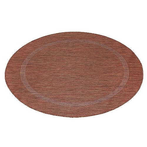 Stilvoll Günstig by ELMM Teppich rund Outdoor Balkon Garten Außenbereich Kupfer 120 x 120 Unicolor - Einfarbig Kurzflor von Stilvoll Günstig by ELMM