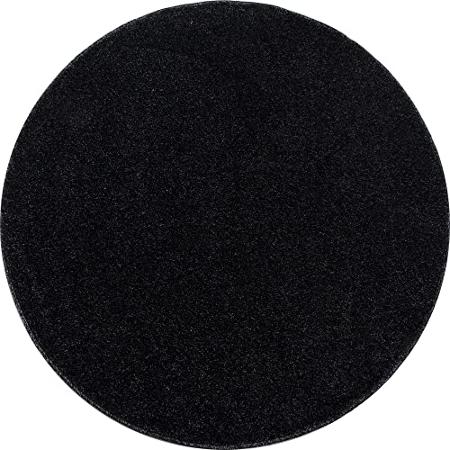 Stilvoll Günstig by ELMM Teppich rund Wohnzimmer Schlafzimmer Anthrazit 120 x 120 Unicolor - Einfarbig Kurzflor von Stilvoll Günstig by ELMM