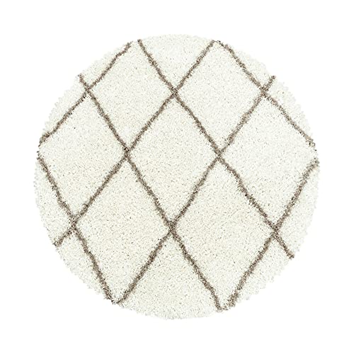 Stilvoll Günstig by ELMM Teppich rund Wohnzimmer Schlafzimmer Creme 160 x 160 Geometrisches Design Hochflor Stilvoll Günstig by ELMM Teppich rund Wohnzimmer Schlafzimmer Creme 160 x 160 Geometrisches Design Hochflor von Stilvoll Günstig by ELMM