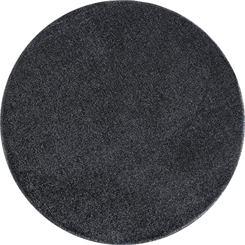 Stilvoll Günstig by ELMM Teppich rund Wohnzimmer Schlafzimmer Grau 200 x 200 Unicolor - Einfarbig Kurzflor von Stilvoll Günstig by ELMM