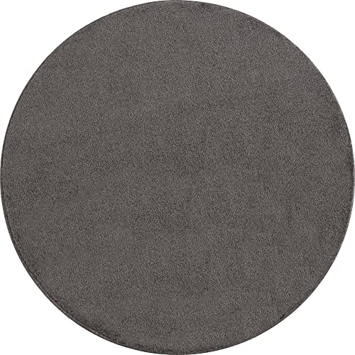 Stilvoll Günstig by ELMM Teppich rund Wohnzimmer Schlafzimmer Mokka 160 x 160 Unicolor - Einfarbig Kurzflor von Stilvoll Günstig by ELMM
