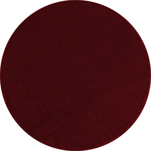 Stilvoll Günstig by ELMM Teppich rund Wohnzimmer Schlafzimmer Rot 120 x 120 Unicolor - Einfarbig Kurzflor von Stilvoll Günstig by ELMM