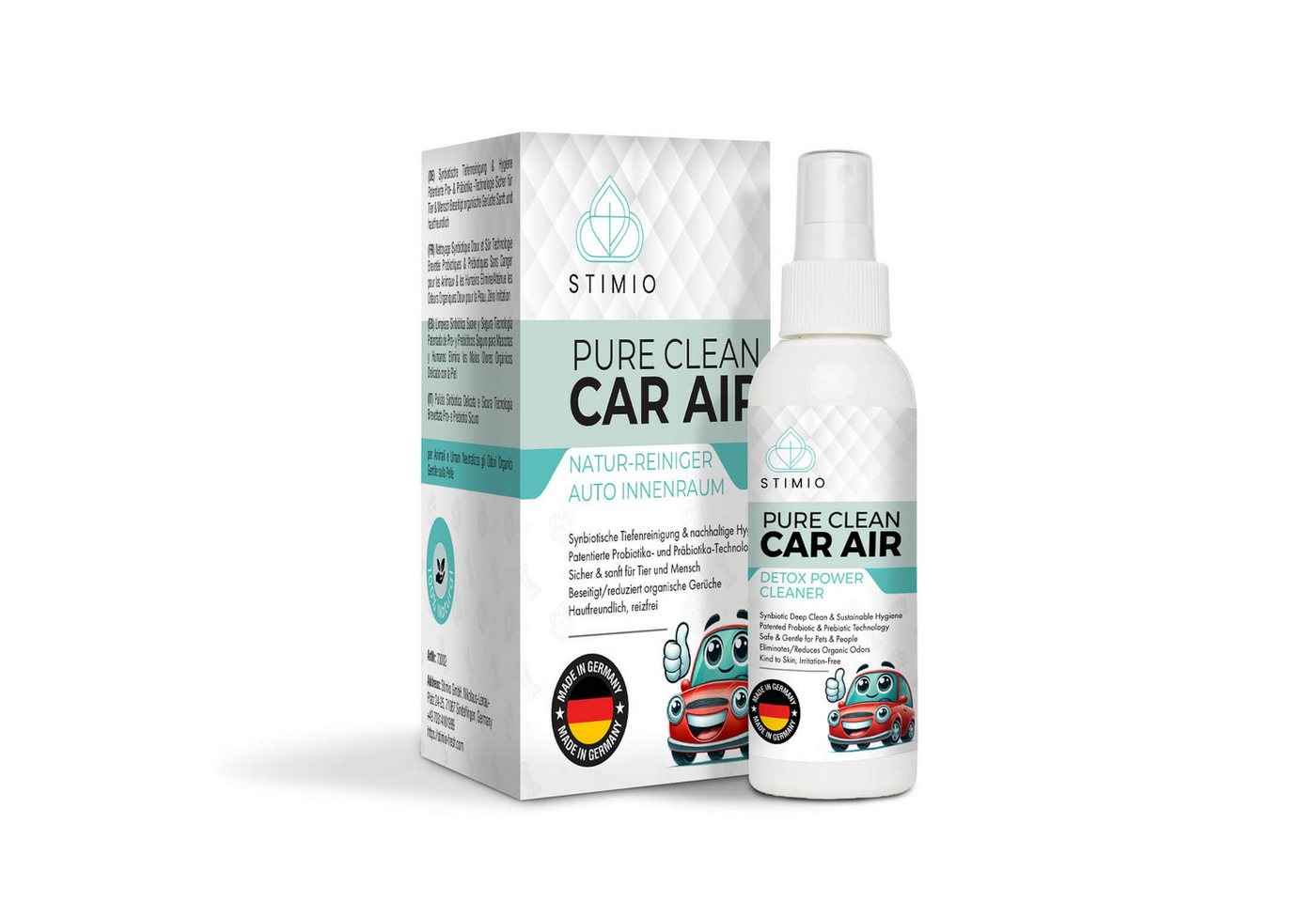 Stimio Geruchsentferner Geruchsneutralisdierer Auto Inneraum Spray Ohne Chemie (1 Flasche Bio Enzymreiniger, probiotisch, natürlich abbaubar, Allergiker geeignet), Neutralisiert Gerüche und organische Rückstände im PKW, LKW, Wohnmobil von Stimio