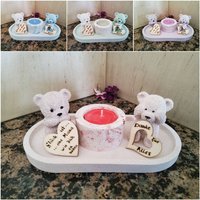 Wunderschönes Geschenk/Herbstdeko Wohndeko Aus Beton. | Ovales Dekotablett | 2 Bärchen 1 Kerzenständer Mit Sojakerze |Herze Spruch von StimmungKunterbunt
