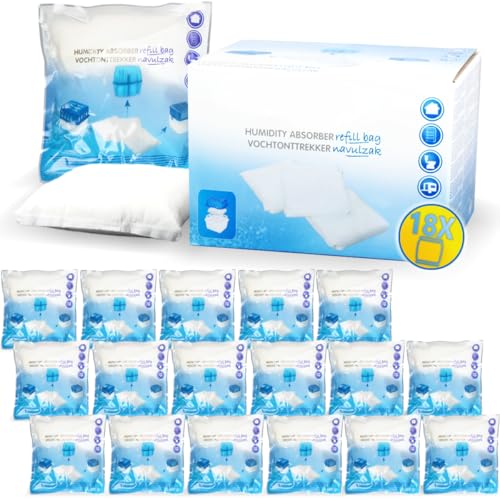 18x Luftentfeuchter Nachfüllpack 400g Raumentfeuchter universelle Feuchtigkeits-Stopper Granulat - Beutel (18x Nachfüllpack 400g) von Stimo
