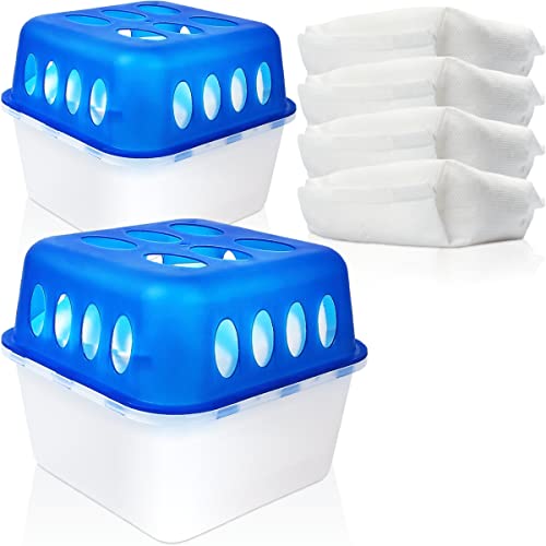 Stimo 2x Luftentfeuchter Box mit 4 Nachfüllpacks Raumentfeuchter Feuchtigkeits-Stopper mit Granulat - Beutel (2x Box + 4x Nachfüllpack 400g) von Stimo