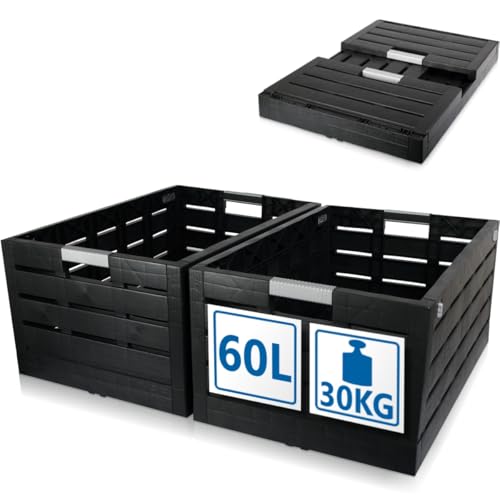 2x Premium Klappbox 60L in Holzdekor 60x40x28cm Transportbox bis 30kg Aufbewahrungsbox klappbar faltbar stapelbar von Stimo