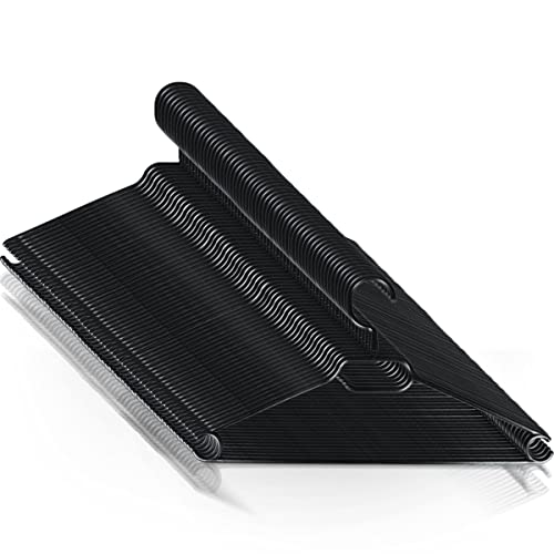 Stimo 50 x Kleiderbügel schwarz mit drehbarem Haken Garderobenbügel Rutschfester Oberfläche Krawattenhalter Hosenstange Kunststoff (50) von Stimo
