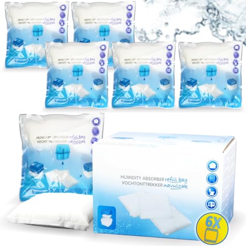 6x Luftentfeuchter Granulat 400g Nachfüllpack universal Feuchtigkeits-Stopper Beutel (6x Nachfüllpack 400g) von Stimo
