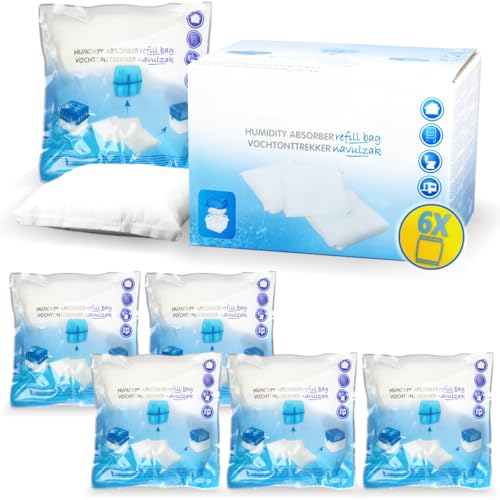 6x Luftentfeuchter Nachfüllpack 400g Raumentfeuchter universelle Feuchtigkeits-Stopper Granulat - Beutel (6x Nachfüllpack 400g) von Stimo