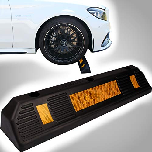 Garagenstopper mit Reflexionsstreifen aus extra reifenschonender Gummimischung/Radstopper Auto Garage (1x Garagenstopper) von Stimo