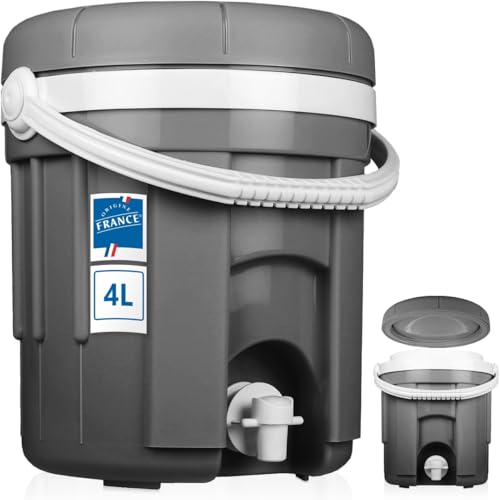 Getränkespender Getränkebehälter Thermobehälter 4L isoliert mit Zapfhahn für Camping Sport Freizeit (Grau) von Stimo