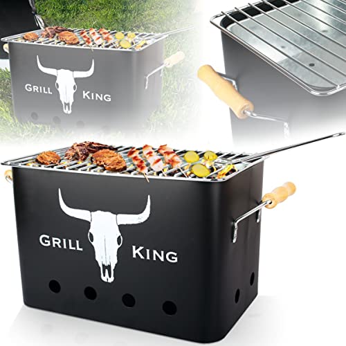 Kohlegrill klein BBQ Camping Festival Picknick Grill Reisgrill Black von Stimo