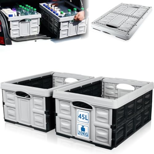 Stimo 2x Klappbox 45 L faltbare Transportbox 54 x 40 x 26 cm klappbar und stapelbar Einkaufskiste von Stimo
