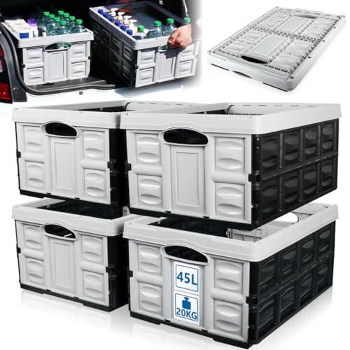 Stimo 4x Klappbox 54 x 40 x 26 cm faltbare Transportbox 45 L klappbar und stapelbar Einkaufskiste von Stimo