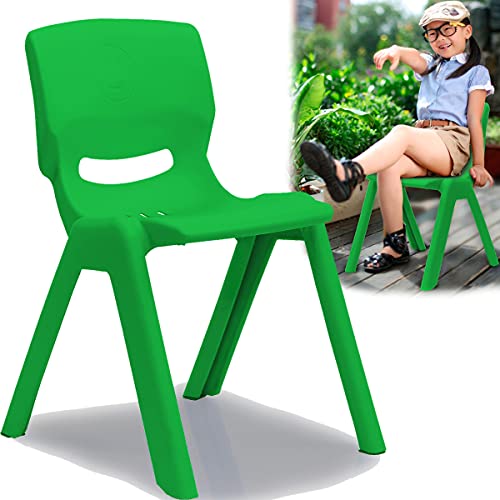 Stimo Kinderstuhl mit gummierten Füßen bis 100kg belastbar stapelbar und kippsicher Indoor und Outdoor geeignet (aus Kunststoff) (Grün) von Stimo