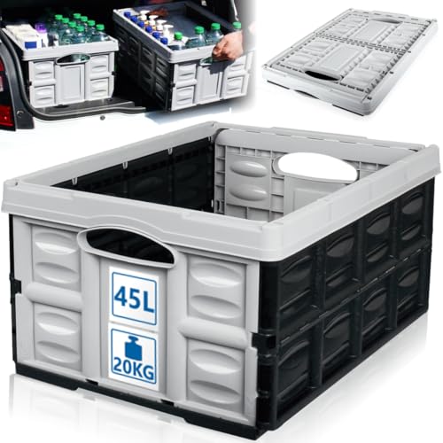 Stimo Klappbox 45 L faltbare Einkaufskiste klappbar und stapelbar Transportbox 54 x 40 x 26 cm Stimo Klappbox 45 L faltbare Einkaufskiste klappbar und stapelbar Transportbox 54 x 40 x 26 cm von Stimo