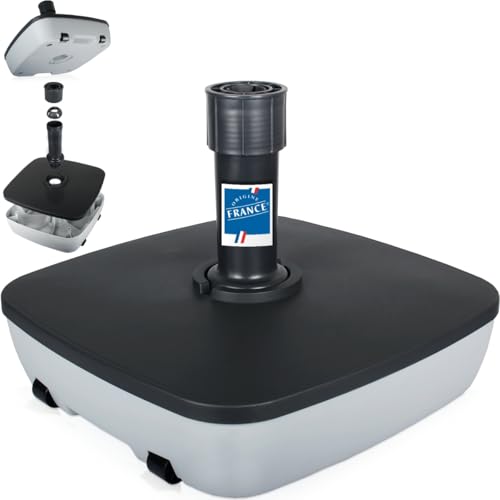 Stimo Premium Sonnenschirmständer für 3,5-5cm mit Rollen Schirmständer rollbar Grau Schirmfuß befüllbar bis 32kg von Stimo