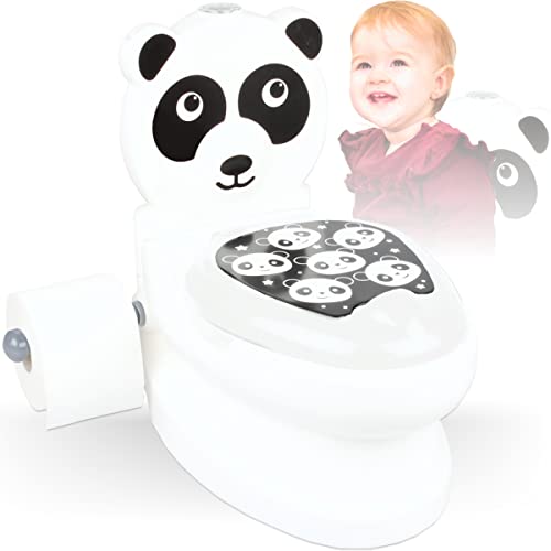 Stimo Toilette für Kleinkinder erste Kindertoilette leuchtende Spültaste und Spülgeräusch Ideal für Kinder Toiletten - Training (Panda) von Stimo