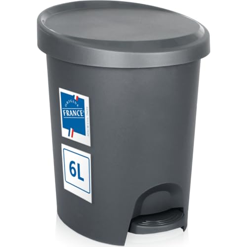 Stimo Tretmülleimer 6L aus Kunststoff Mülleimer mit Pedal Abfalleimer mit Deckel für Küche Büro Bad (6L) von Stimo