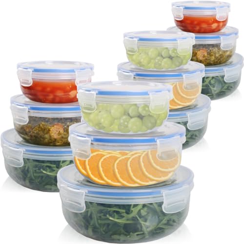 Stimo Vorratsdosen Sets Frischhaltedose Kunststoff mit Luftdichten Deckel BPA Frei für Gefrierschrank Mikrowelle Geschirrspüler (12, Rund) von Stimo
