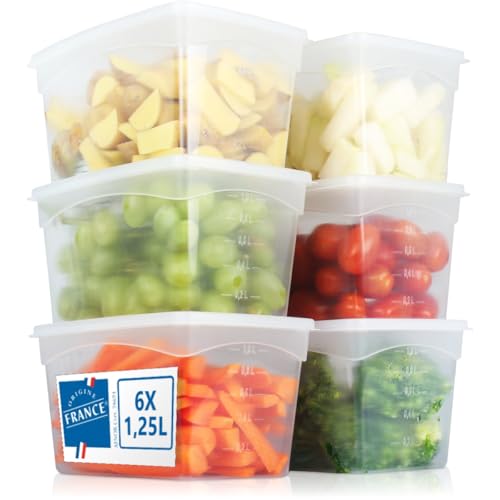 Stimo Vorratsdosen Sets Gefrierdosen Frischhaltedose Kunststoff mit Deckel für Gefrierschrank Mikrowelle Geschirrspüler (6x 1,25L) von Stimo