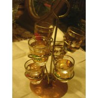 Vintage Ausgefallene Likörgläser/Verzierte Kleine Schnapsgläser Mit Bunten Steinen Im Ständer Andenkengläser von StinkyTinkysTreasure
